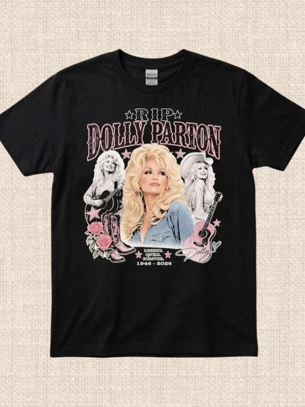 Dolly Parton Black & Pink Tribute Graphic Tee